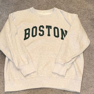 Brandy Melville Light Gray Boston Crewneck Sweater